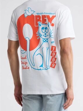 Obey Worlds Friendliest Cat Tee In White Size XL